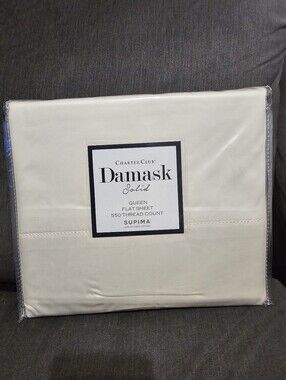 Charter Club Damask Solid Full Flat Sheet - Light Beige